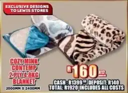 Lewis Cozy mink contemp 2ply blanket offer