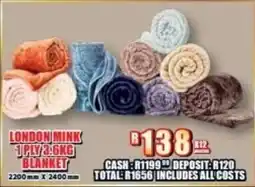 Lewis London mink 1ply blanket offer