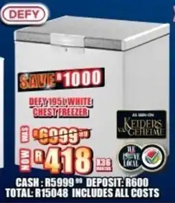 Lewis Defy white chest freezer offer