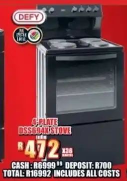 Lewis Defy 4-plate stove offer