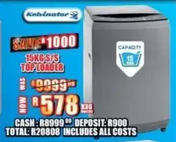 Lewis Kelvinator s/s top loader offer