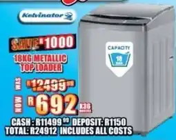 Lewis Kelvinator metallic top loader offer