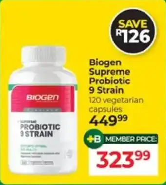 Dis-Chem Biogen Supreme Probiotic 9 Strain offer