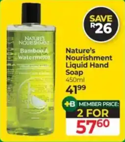 Dis-Chem Nature's Nourishment Liquid Hand Soap offer