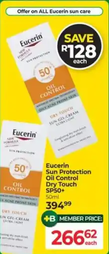 Dis-Chem Eucerin Sun Protection Oil Control Dry Touch SP50+ offer