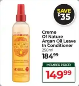 Dis-Chem Creme Of Nature Argan Oil Leave In Conditioner offer