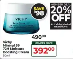Dis-Chem Vichy Mineral 89 72H Moisture Boosting Cream offer