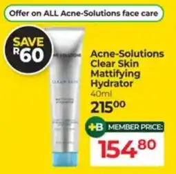 Dis-Chem Acne-Solutions Clear Skin Mattifying Hydrator offer