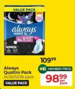 Dis-Chem Always Quattro Pack offer