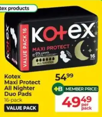 Dis-Chem Kotex Maxi Protect All Nighter Duo Pads offer