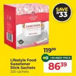 Dis-Chem Lifestyle Food Sweetener Stick Sachets offer