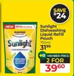 Dis-Chem Sunlight Dishwashing Liquid Refill Pouch offer