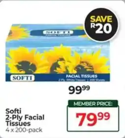 Dis-Chem Softi 2-Ply Facial Tissues offer