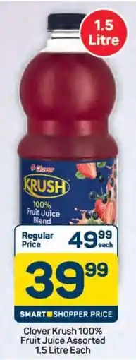 Pick n Pay Hypermarket Clover Krush 100% Fruit Juice Assorted offer