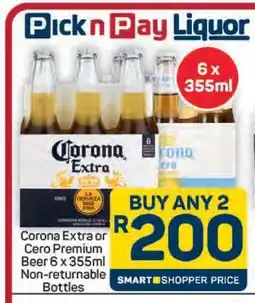 Pick n Pay Hypermarket Corona Extra or Cero Premium Beer offer