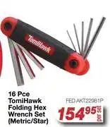 AutoZone Tomi Hawk 16 Pce Folding Hex Wrench Set Metric/Star FED.AKT22981P-Per Set offer