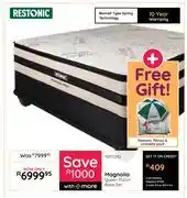 Bradlows Restonic Magnolia Queen 152cm Base Set Plus Free Gift (Restonic Pillows & Umbrella Pack) offer