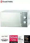 Bradlows Russell Hobbs 20Ltr Manual Microwave RHMA20L 10058511 offer