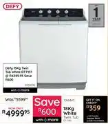 Bradlows Defy 18kg White Twin Tub DTT180 10064411 offer