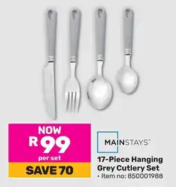 Game Mainstays Hanging Grey Cutlery Set offer