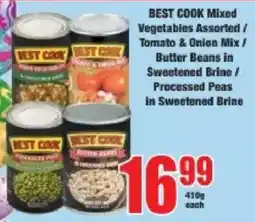 Boxer Best Cook Mixed Vegetables Assorted/ Tomato & Onion Mix/ Butter Beans in Sweetened Brine/ Processed Peas in Sweetened Brine offer