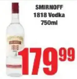 Boxer Smirnoff 1818 Vodka offer