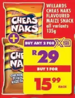 Shoprite Willards cheas naks flavoured maize snack offer