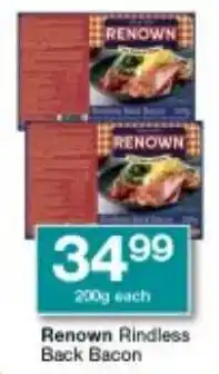 Checkers Renown Rindless Back Bacon offer