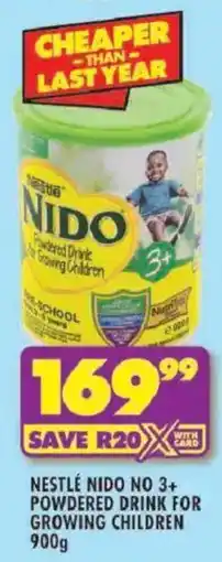 Shoprite Nestlé nido no 3+ powdered drink for growing children offer