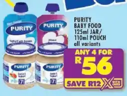 Shoprite Purity baby food jar/ pouch offer