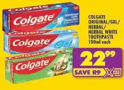 Shoprite Colgate original/ gel/ herbal/ herbal white toothpaste offer