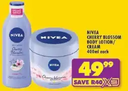 Shoprite Nivea cherry blossom body lotion/ cream offer