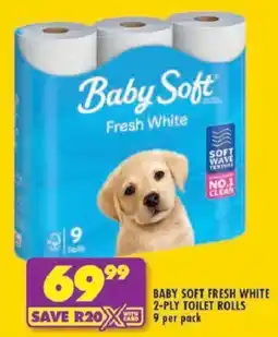 Shoprite Baby soft fresh white 2-ply toilet rolls offer