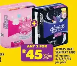 Shoprite Always maxi sanitary pads offer