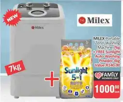 KitKat Cash and Carry Milex Portable Zenzi Washing Machine 7kg + FREE Sunlight Auto Washing Powder 4kg offer