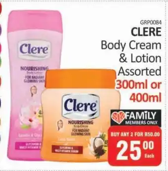 KitKat Cash and Carry Clere Body Cream & Lotion Assorted offer