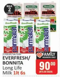 KitKat Cash and Carry EVERFRESH/BONNITA Long Life Milk 1lt 6s offer