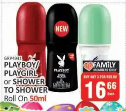KitKat Cash and Carry PLAYBOY/PLAYGIRL or SHOWER TO SHOWER Roll On 50ml offer