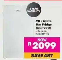 Game 90 L White Bar Fridge (DBF90W) offer