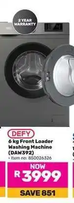 Game DEFY 6 kg Front Loader Washing Machine (DAW392) offer