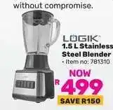 Game LOGIK 1.5 L Stainless Steel Blender offer