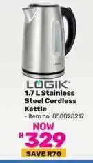 Game LOGIK 1.7 L Stainless Steel Cordless Kettle offer
