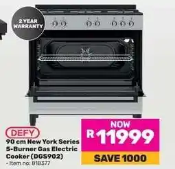 Game Defy 90 cm New York Series 5-Burner Gas Electric Cooker (DGS902) offer