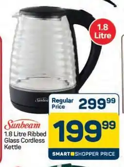 Pick n Pay Hypermarket Sunbeam 1.8 Litre Ribbed Glass Cordless Kettle offer