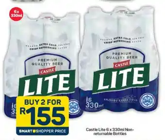 Pick n Pay Castle Lite 6 x 330ml Non-Returnable Bottles offer