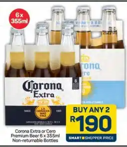 Pick n Pay Hypermarket Corona Extra or Cero Premium Beer 6 x 355ml offer