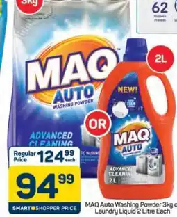 Pick n Pay Hypermarket MAQ Auto Washing Powder 3kg or Laundry Liquid 2L offer