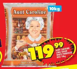 Shoprite AUNT CAROLINE LONG GRAIN WHITE PARBOILED RICE 10kg offer