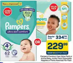 Pick n Pay Hypermarket Pampers Premium Care Value Pack or Active Baby Jumbo Pack offer