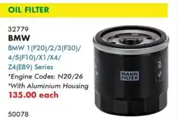 Goldwagen Mann Filter BMW Oil Filter offer
